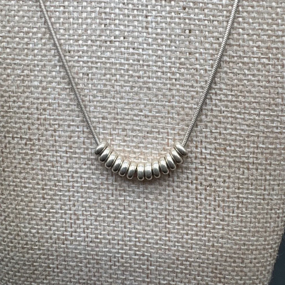 925 Snake Chain Necklace Unisex 16in Silver Excellent Sterling Bead Bar